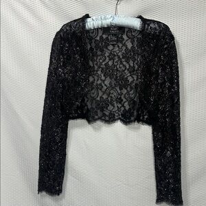 Carmen Marc Valvo Black Embroidered Crop Top cardigan